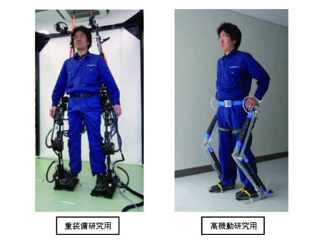 隊員用パワーアシスト技術-重装備研究用(左)高起動研究用(右):提供:ギッ術研究本部